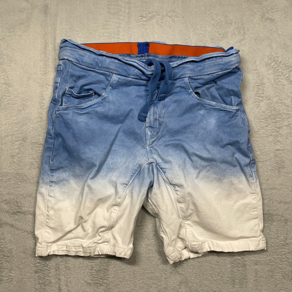 Pullin Creation Franchaise shorts Men M Blue White Drawstring Elastic Waist